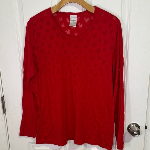 Disney Tops - Disney Red Long Sleeve Shirt with Mickey Mouse Design